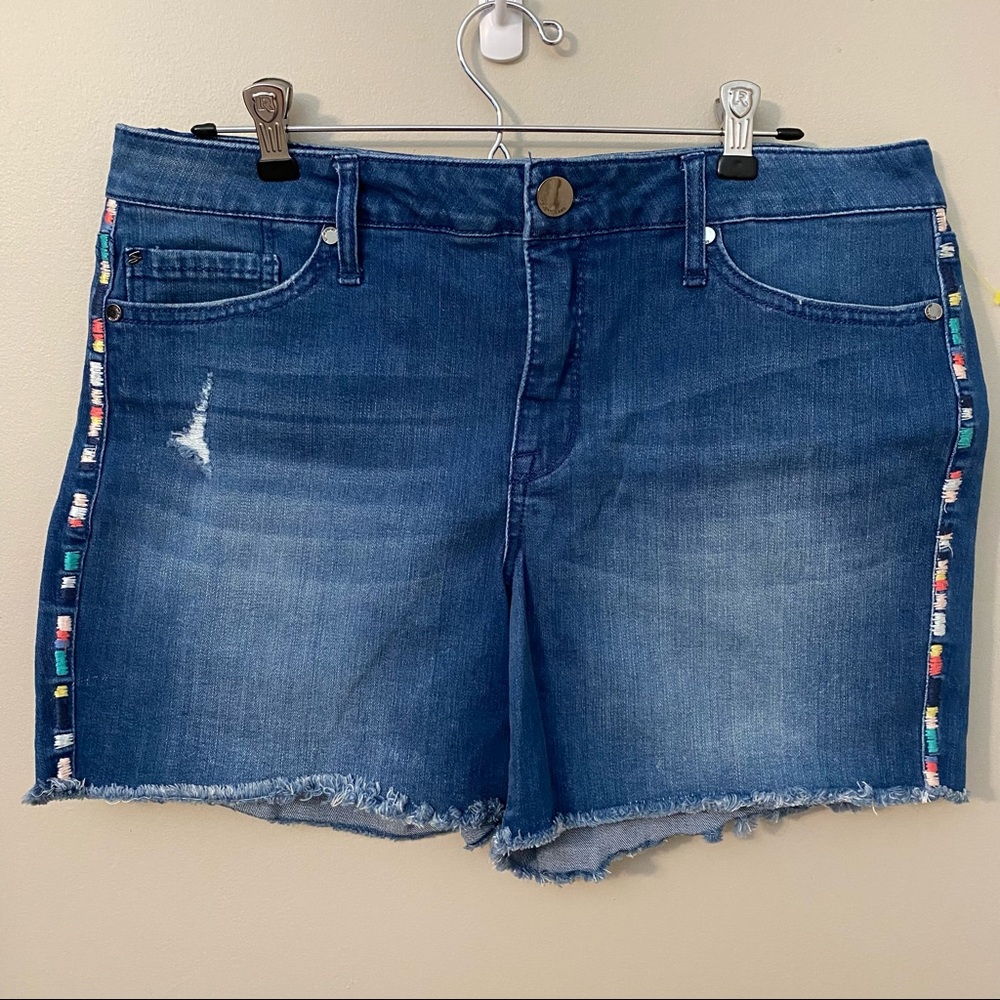 7 For All Mankind Embroidered Jean Shorts